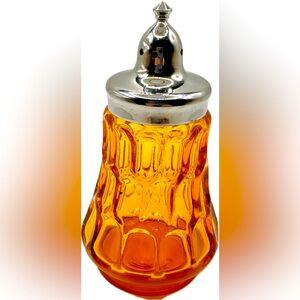 One Amber Glass Salt or Pepper Shaker w/Metal Lid for 1 Shaker, Vintage
